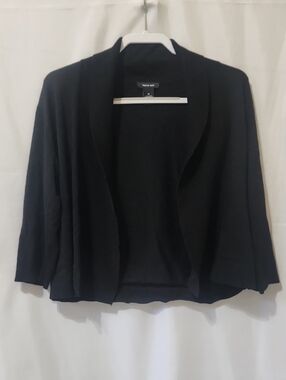 Verve Ami Black Open-Front Draped Cardiganq